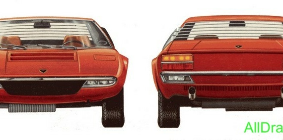 Lamborghini Urraco - drawings (drawings) of the car